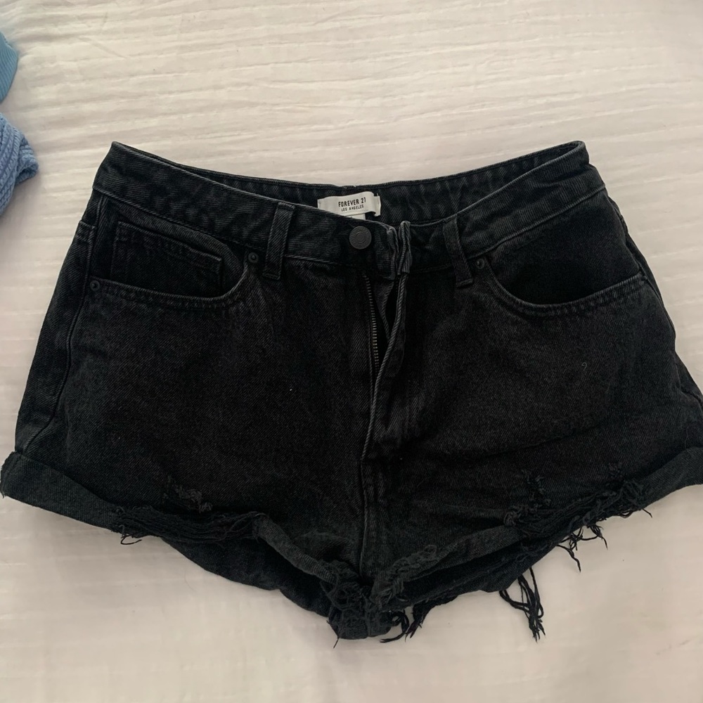 Forever 21 Black Denim High Waisted Shorts